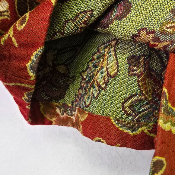 Coldwater Creek PM Floral Vintage Style Jacket Red Paisley Tapestry Button-Up - Picture 6 of 9